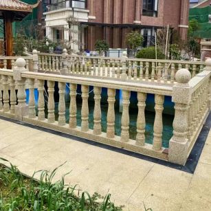 西藏黄金麻花岗岩石材栏杆，扶手，将军柱，花瓶柱