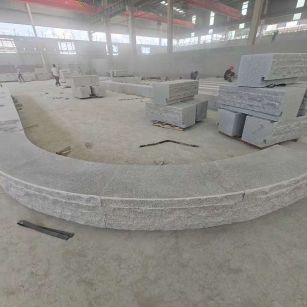 西藏 芝麻白异形坐凳，自然面光面弧形加工