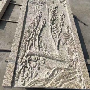 西藏 黄金麻雕刻板浮雕迎客松