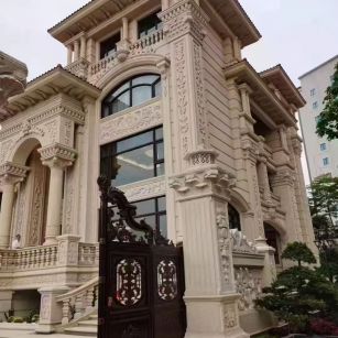 西藏 黄金麻花岗岩别墅外墙干挂效果展示