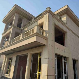 西藏 黄金麻花岗岩石材荔枝面外墙干挂效果展示