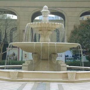 西藏 黄金麻花岗岩异型加工——户外庭院石雕流水喷泉