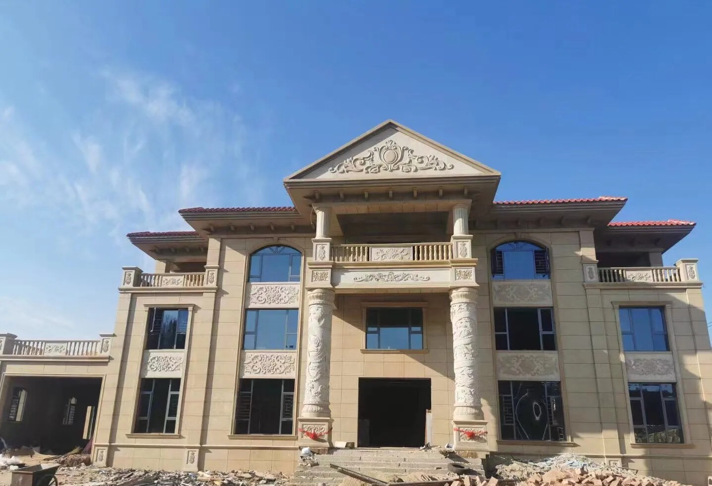 西藏 黄金麻花岗岩别墅外墙干挂