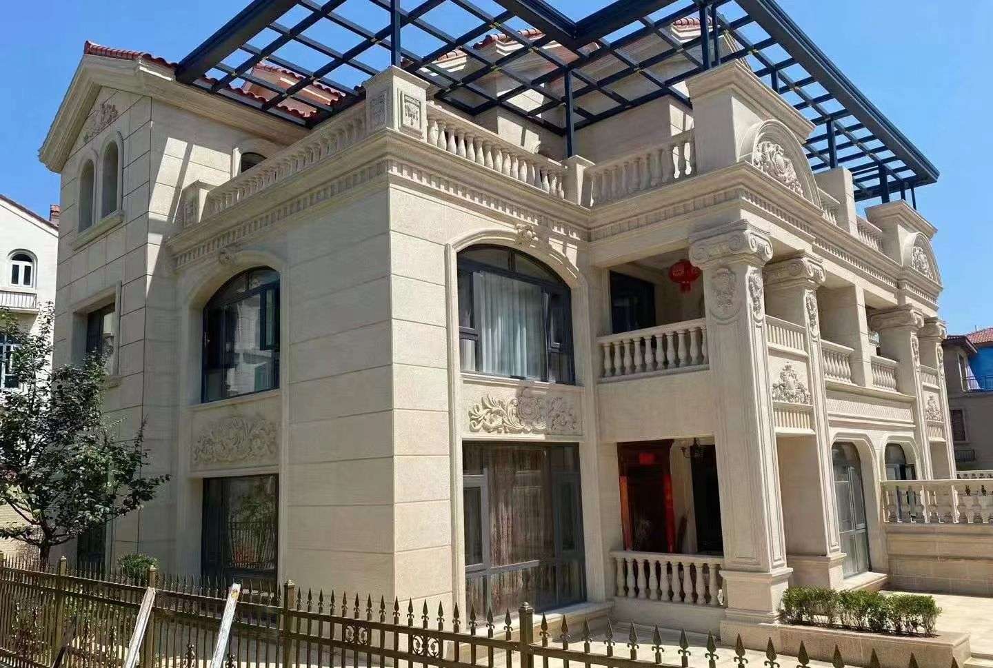 西藏 黄金麻花岗岩荔枝面别墅外墙干挂